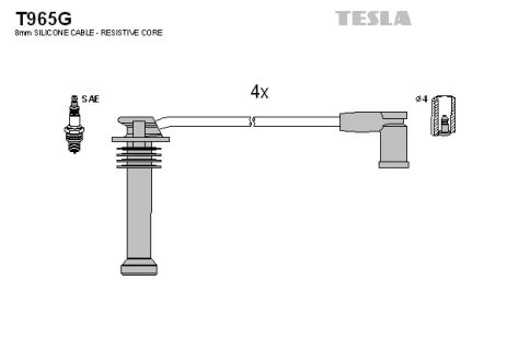 Комплект проводов зажигания, FORD FIESTA, TESLA (T965G)