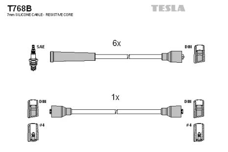 Комплект проводов зажигания, OPEL OMEGA, TESLA (T768B)