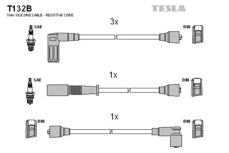 Комплект проводов зажигания, FIAT REGATA, TESLA (T132B)