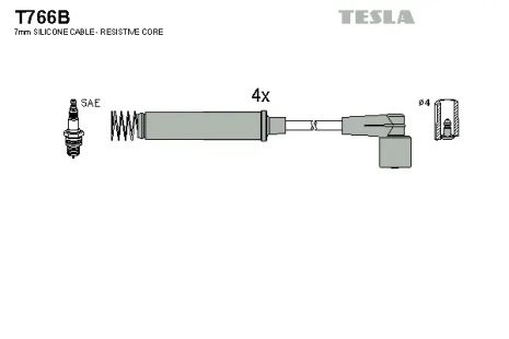 Комплект проводов зажигания, OPEL ASTRA, TESLA (T766B)