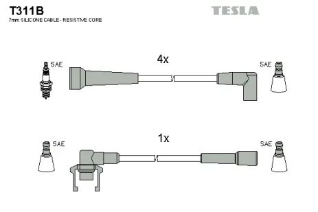 Комплект проводов зажигания, RENAULT 21, TESLA (T311B)