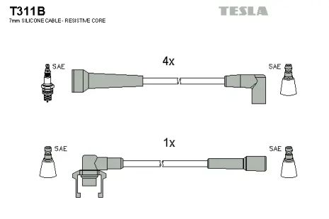 Комплект проводов зажигания, RENAULT 21, TESLA (T311B)