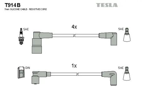 Комплект проводов зажигания, VOLVO 440, TESLA (T914B)