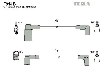 Комплект проводов зажигания, VOLVO 440, TESLA (T914B)