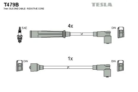 Комплект проводов зажигания, HYUNDAI PONY, TESLA (T479B)