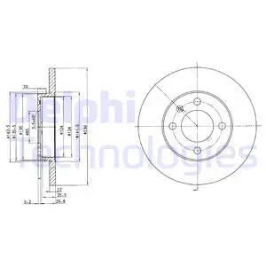 Диск гальмівний SEAT CORDOBA, VW GOLF, DELPHI (BG2116) Диск гальмівний SEAT CORDOBA, VW GOLF, DELPHI (BG2116)