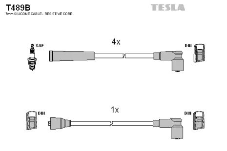 Комплект проводов зажигания, NISSAN SUNNY, TESLA (T489B)