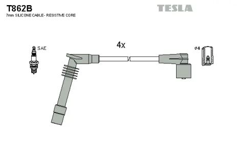 Комплект проводов зажигания, OPEL COMBO, TESLA (T862B)