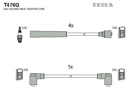 Комплект проводов зажигания, FORD TRANSIT, TESLA (T476G)