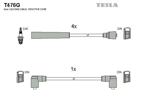 Комплект проводов зажигания, FORD TRANSIT, TESLA (T476G)
