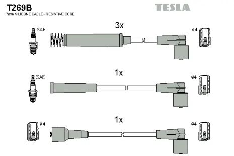 Комплект проводов зажигания, OPEL ASTRA, TESLA (T269B)