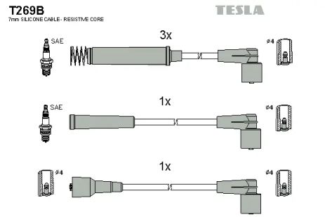 Комплект проводов зажигания, OPEL ASTRA, TESLA (T269B)