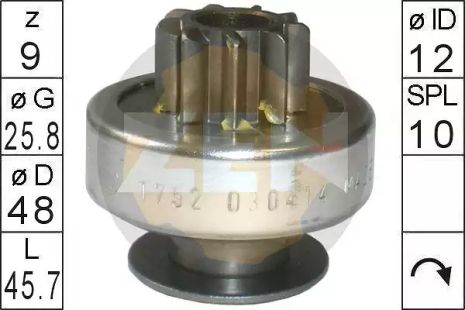 Привод с механизмом свободного хода, стартер ZN1752 ALFAROMEO FIAT