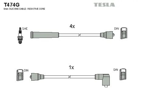 Комплект проводов зажигания, FORD FIESTA, TESLA (T474G)