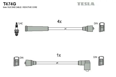 Комплект проводов зажигания, FORD FIESTA, TESLA (T474G)