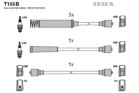 Комплект проводов зажигания, OPEL KADETT, TESLA (T166B)