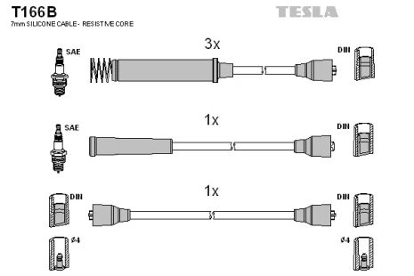 Комплект проводов зажигания, OPEL KADETT, TESLA (T166B)