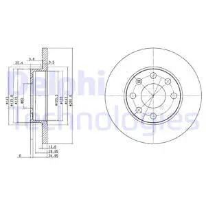 Диск гальмівний CHEVROLET CORSA, VAUXHALL ASTRA, DELPHI (BG2148)