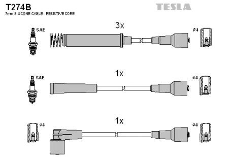 Комплект проводов зажигания, OPEL ASTRA, TESLA (T274B)
