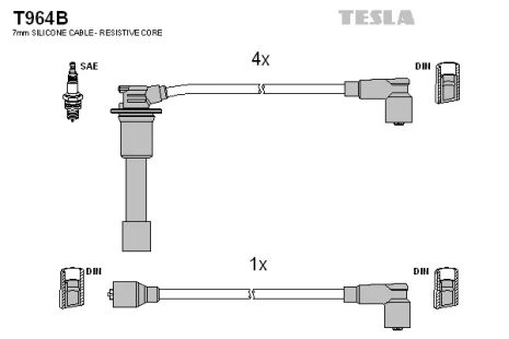 Комплект проводов зажигания, MAZDA 323, TESLA (T964B)