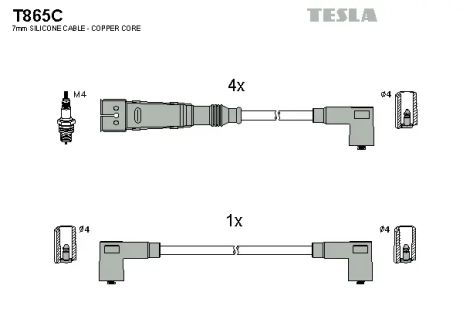 Комплект проводов зажигания, VW CADDY, TESLA (T865C)