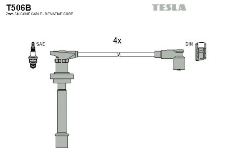Комплект проводов зажигания, NISSAN PRIMERA, TESLA (T506B)