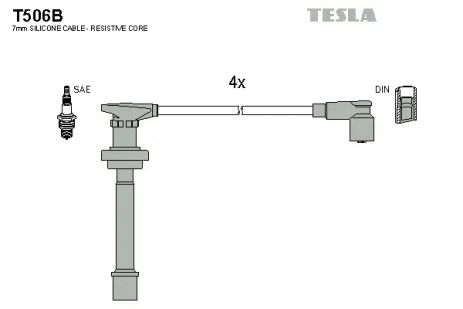 Комплект проводов зажигания, NISSAN PRIMERA, TESLA (T506B)