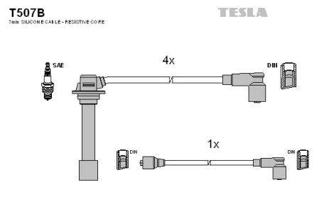 Комплект проводов зажигания, MAZDA 626, TESLA (T507B)