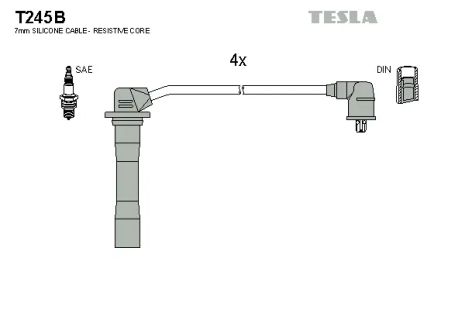 Комплект проводов зажигания, MAZDA 323, TESLA (T245B)