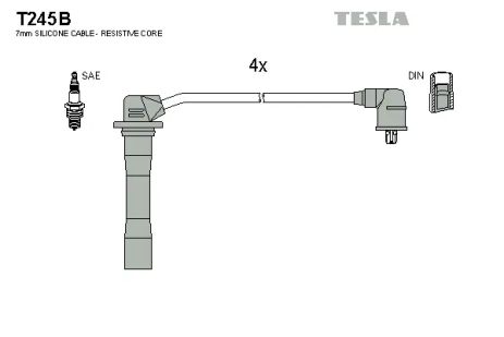 Комплект проводов зажигания, MAZDA 323, TESLA (T245B)