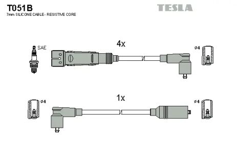 Комплект проводов зажигания, AUDI COUPE, TESLA (T051B)