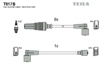 Комплект проводов зажигания, PEUGEOT 605, CITROËN XM, TESLA (T817B)