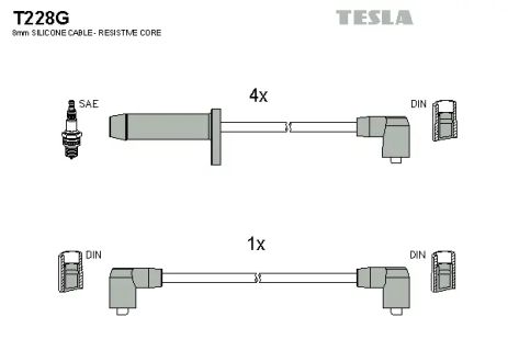Комплект проводов зажигания, FORD SCORPIO, TESLA (T228G)