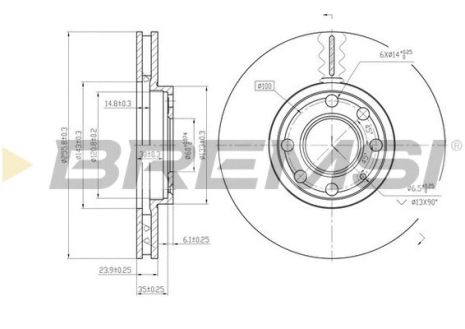 Диск тормозной CHEVROLET CORSA, VAUXHALL ASTRA, BREMSI (CD7041V)