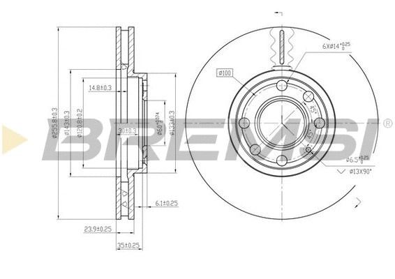 Диск гальмівний CHEVROLET CORSA, VAUXHALL ASTRA, BREMSI (CD7041V) Диск гальмівний CHEVROLET CORSA, VAUXHALL ASTRA, BREMSI (CD7041V)