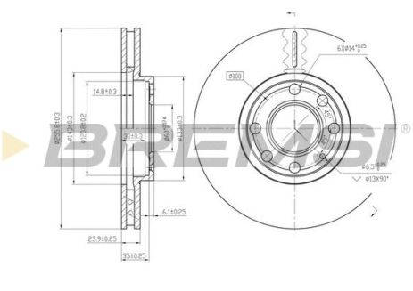Диск тормозной CHEVROLET CORSA, VAUXHALL ASTRA, BREMSI (CD7041V) Диск тормозной CHEVROLET CORSA, VAUXHALL ASTRA, BREMSI (CD7041V)