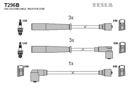 Комплект проводов зажигания, MAZDA MPV, TESLA (T296B)