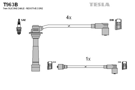Комплект проводов зажигания, MAZDA 323, TESLA (T963B)