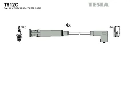 Комплект проводов зажигания, ALFA ROMEO, TESLA (T812C)