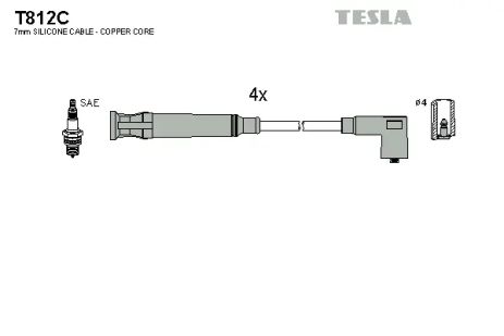 Комплект проводов зажигания, ALFA ROMEO, TESLA (T812C)