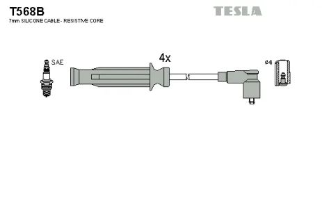 Комплект проводов зажигания, ROVER 800, TESLA (T568B)