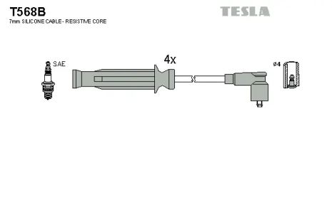 Комплект проводов зажигания, ROVER 800, TESLA (T568B)