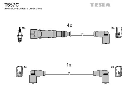 Комплект проводов зажигания, VW GOLF, TESLA (T657C)