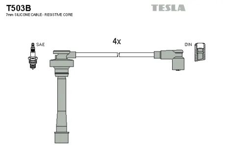Комплект проводов зажигания, MITSUBISHI CARISMA, TESLA (T503B)