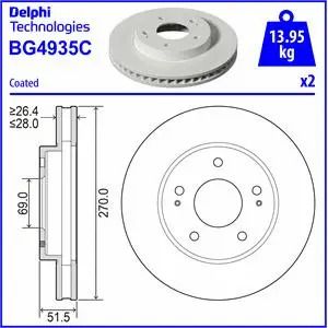 Диск тормозной MITSUBISHI L200, DELPHI (BG4935C) Диск тормозной MITSUBISHI L200, DELPHI (BG4935C)