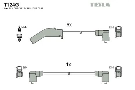 Комплект проводов зажигания, FORD SIERRA, TESLA (T124G)