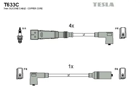 Комплект проводов зажигания, SKODA OCTAVIA, VW GOLF, TESLA (T633C)