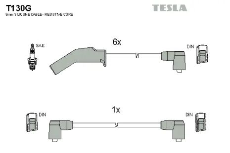 Комплект проводов зажигания, FORD TRANSIT, TESLA (T130G)