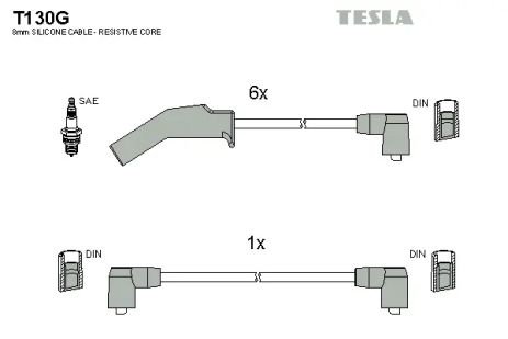 Комплект проводов зажигания, FORD TRANSIT, TESLA (T130G)