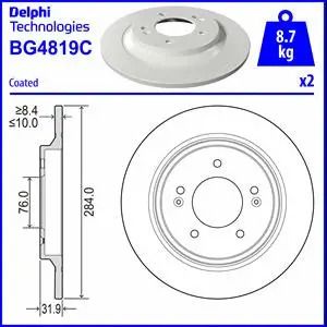 Диск тормозной HYUNDAI CRETA, KIA OPTIMA, DELPHI (BG4819C) Диск тормозной HYUNDAI CRETA, KIA OPTIMA, DELPHI (BG4819C)